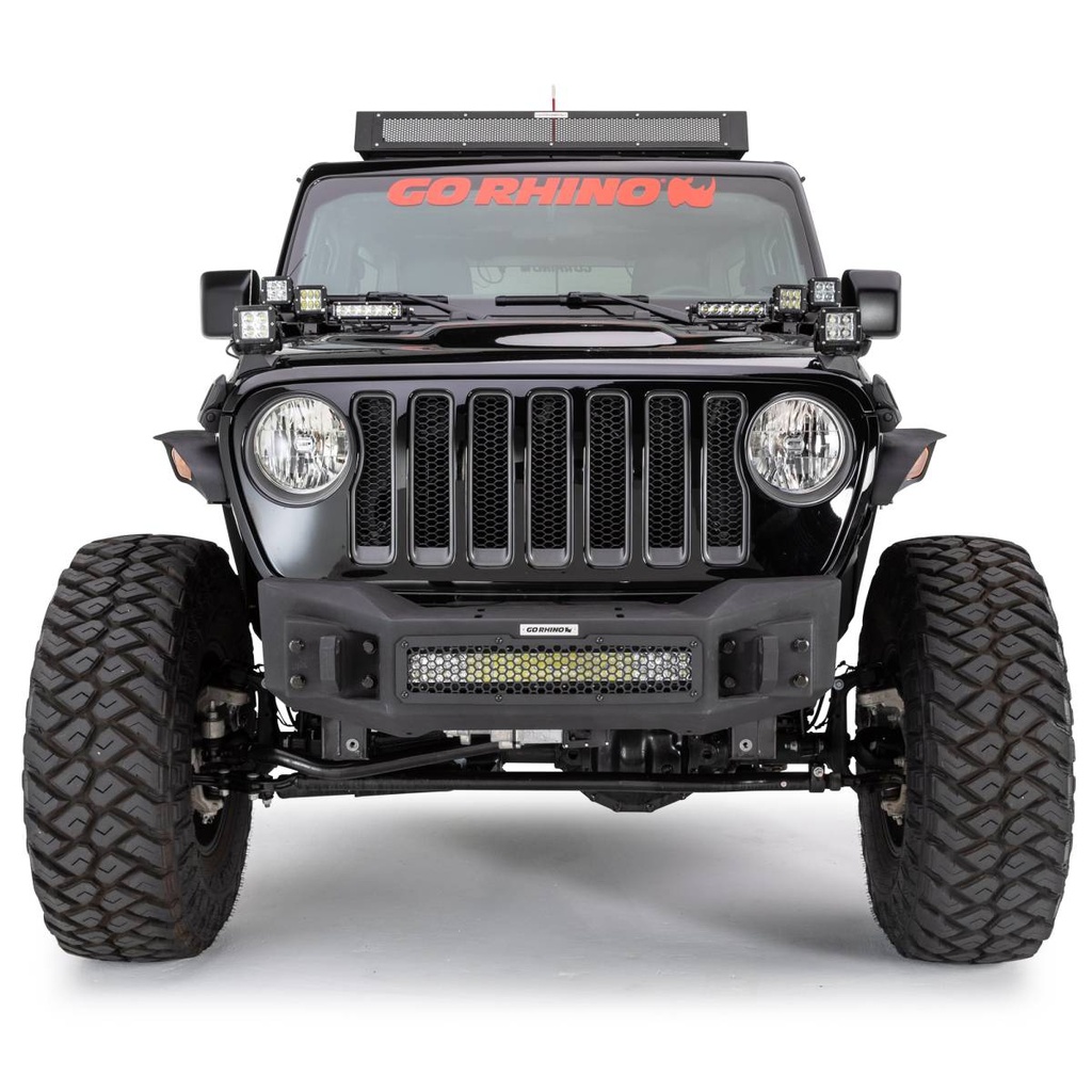 Defensa Delantera Bumper Rockline Stubby Winch Wrangler JL/JLU/Gladiator/JT 18-24 (3 y 5 Puertas) Go Rhino