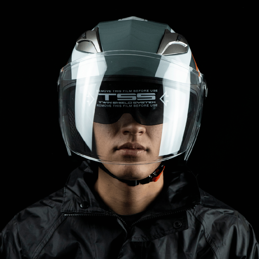 CASCO JAGUAR SEMI INTEGRAL NANO NEGRO NARANJA BRILLANTE L