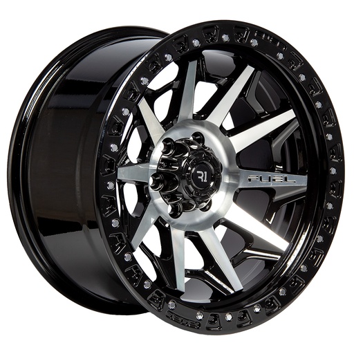 [176114.3R1QC1261BLACKMACHINEFACE+CHROMERIVERS066.1] Rin 17 9 6X114.3 R1 SPORT QC1261 BLACK MACHINE FACE+CHROME RIVERS ET0 CB66.1